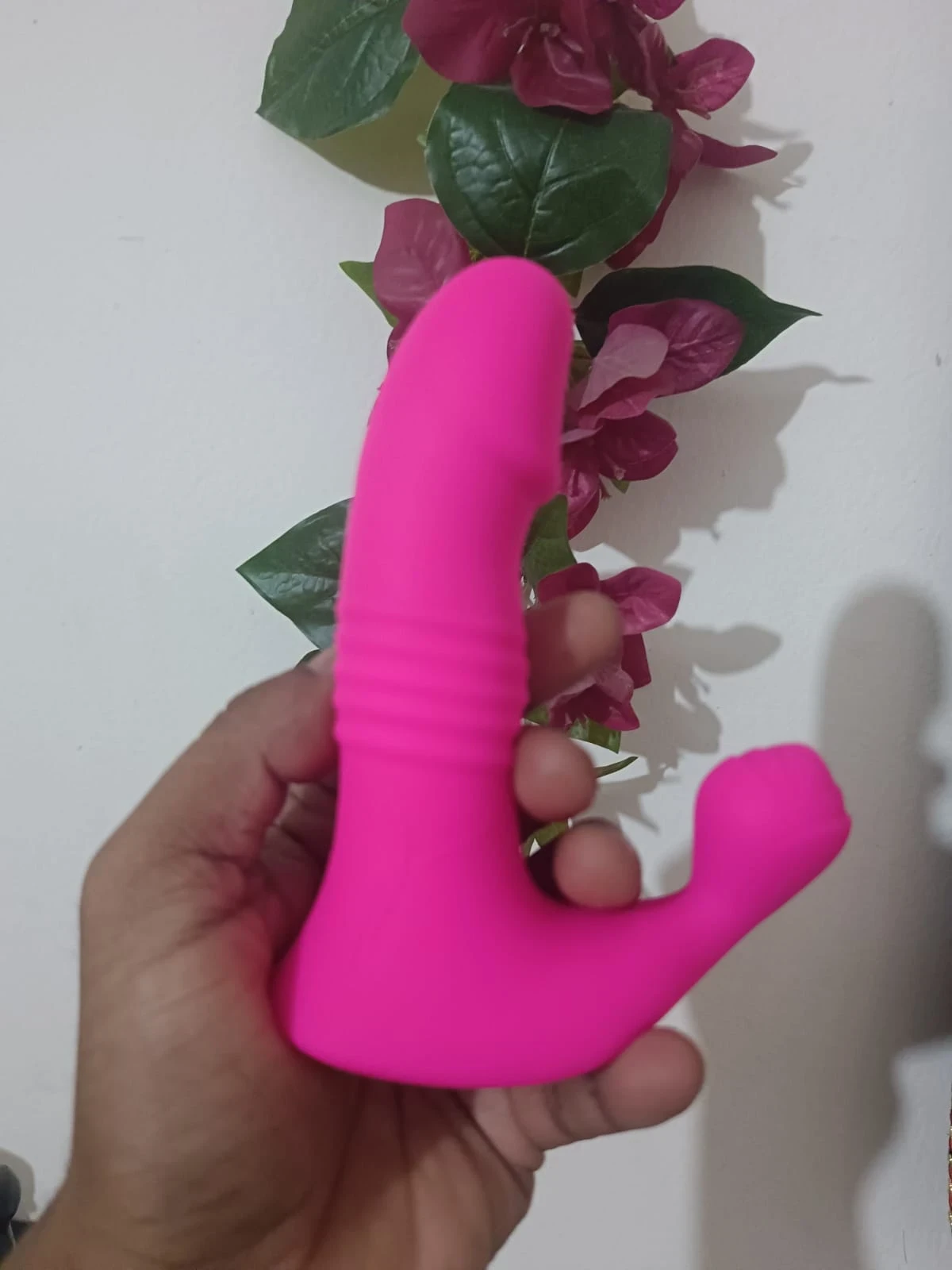 Smart App-Controlled Dual Motor Massager | Rechargeable Personal Wellness Device(আপ-ডাউন পিংক দিলদো)